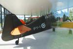 Aircraft PY-1, Valtion lentokonetehdas VL Pyry II inside a glass pavilion (sorry for the reflections) at the Lentokonepuisto (Aircraft Park), Kauhava, photo by iwarnecke