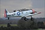 Aircraft G-ELMH, 1942 North American AT-6D Harvard III departing Cotswold Airport, at EGBP, photo by Mike_Y