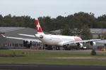 Aircraft HB-JMB, Airbus A340-313 of Swiss at Twente, for demolition by AELS, at EHTW, photo by HenkvanCapelle