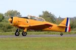 Aircraft F-AZCV, North American T-6G Texan, Taxiing rwy 22, Morlaix-Ploujean airport (LFRU-MXN), at LFRU, photo by Yves-Q