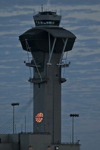  - Looking south at the LAX control tower in the evening. - by Dean Heald