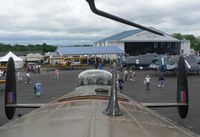  - The Mid Atlantic Air Museum occupies the section of RDG opposite the commercial hangers. The towering cockpit greenhouse of an Avro Lancaster provides an excellent perch. - by Daniel L. Berek