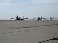  - AD-4N(A) NX965AD, T-28C N528TC and T-28C NX757K arriving at 2006 West Coast Formation Clinic held on expansive old SAC ramp @ Castle AFB - by Steve Nation