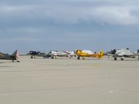  - T-6/SNJ flight-line (T-28s in background) at 2006 West Coast Formation Clinic held on expansive old SAC ramp @ Castle AFB - by Steve Nation