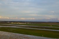  - Looking SE from control tower.  East T-hangars and National Guard Armory - by Glenn E. Chatfield