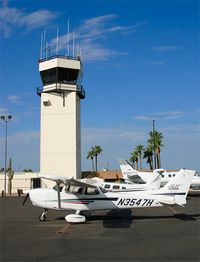  @ Falcon Fld Airport - Cessna 172 N3547H sits on theMesa ramp in front of the tower - by mikkelly@indigo.ie
