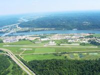  - Looking SE at the Ohio River & West Virginia beyond.  The Kanawha can be seen coming up from Charleston into the Ohio. - by Bob Simmermon