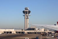  - View of the control tower at LAX as seen from Delta Airlines N832MH as we taxi to RWY 25R for departure to Atlanta. - by Dean Heald