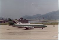  - Cathay Pacific Cargo B707-320C,China Airlines B727 and Cargolux B747(on runway)HKG Kai Tak Airport,Sept.1979 - by metricbolt