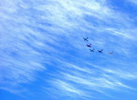  - Five Nanchang China CJ6-As. High in Formation Flight. First pass. - by Doug Robertson