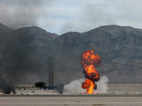  - Nellis AFB ATCT with smoke and fire from mock wargames. Aviation Nation 2007 - by Brad Campbell
