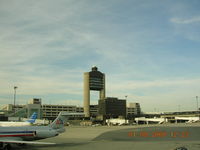  - Control Tower at Boston Logan from concourse B. - by John J. Boling