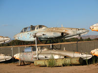  - ex French AF Fouga CM.170 Magisters No. 340 and unidentified marked GE 315 580000 Hrs stacked at Estrella Air Museum side lot - by Steve Nation