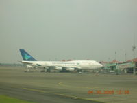  - Garuda B-747 at gate at Jakarta - by John J. Boling