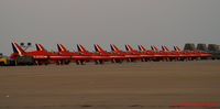  @ Langley Afb Airport - Eleven of the thirteen Red Arrows on the ramp - by Paul Perry
