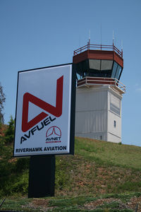  - The new Riverhawk fuel sign in front of the control tower. - by Bradley Bormuth