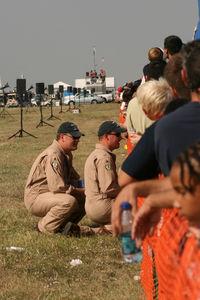  - Alliance Airshow 2008 - Super Hornet Demo crew, LBJ and Radio, working the crowd line.  - by Zane Adams