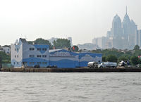  - The Camden ferry sometimes offers this view of Penn's Landing Heliport from the Camden ferry. - by Daniel L. Berek