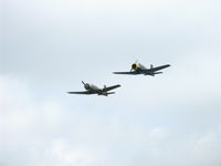  - N147M & N9278F in Missing Man Formation Tribute Flight-Morning. - by Doug Robertson