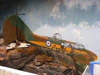  - painting depicting a plane crash in North Wales. The tail and undercarrage were recovered from the crash site - by Chris Hall