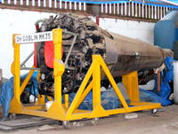  - de Havilland Goblin turbojet engine in a hangar at Long Marston airfield - by Chris Hall