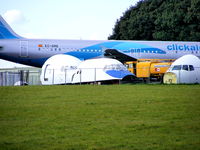  - The cockpits of aircraft that have been scrapped by ASI at Kemble, from L to R, Air Seychelles B767 S7-EXL, Air India B747 VT-EPX and Sky Express B737 VP-BBN - by Chris Hall