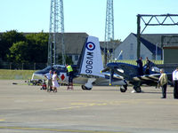  - Spitfire G-RRGN & Sea hawk on the flightline at Leuchars airshow 2009 - by Mike stanners