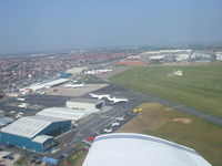  - Aerial view of Blackpool Airport taken from a PA-28.Two Gulf 5s are on stand 1 - by Don Mercer