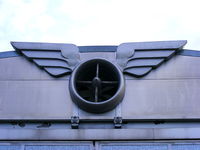  - on one of the Art Deco hangars at Sywell - by Chris Hall