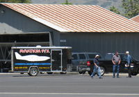  - AVIATION F/X trailer in tow between hangars, Experimental aircraft design & fabrication. - by Doug Robertson