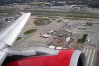  - A view across 09R/27L and the cargo area at London Heathrow as Airbus G-DBCG takes off en route to Newcastle in July 2008.
 - by Malcolm Clarke