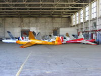  - Gliders inside one of the C-Type hangars at former RAF Bicester, now the home of The Windrushers Gliding Club and Oxford University Gliding Club - by Chris Hall