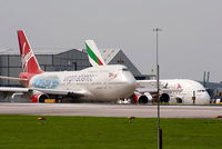  - Virgin Atlantic B747 G-VLIP taxying past Emirates A380 A6-EDL - by Chris Hall