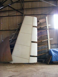  - Fin of an unknown Airship in storage at Jurby Airfield, IOM. - by Chris Hall