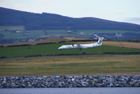  - Flybe Dash-8 on short finals into Ronaldsway Airport - by Chris Hall