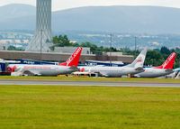  - Three Jet 2 Boeing 737s on stand. - by Brian Donovan