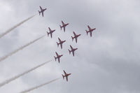  @ Goodwood Racecourse Heliport Airport - RAF Red Arrows Display Team at Goodwood Festival of Speed. BAe Hawk Aircraft - by Jeff Sexton
