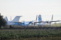  - Five of the seven Fokker 50's now stored at Norwich. - by Graham Reeve