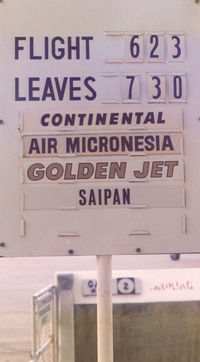  - Gate at Guam Airport. Flt GUM - SPN , Mar '75 - by Henk Geerlings