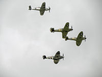  - Me109 D-FWME, Hurricane R4118 and Spits P7350 and PL344 in Formation at RIAT 2010 - by Manxman