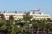  - On the approach to Runway 03 at Lanzarote the aircraft pass close to the rooms at the Hotel Beatrix Playa - ideal for any aviation enthusiast !!! - by Terry Fletcher