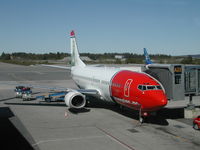  - Norwegian Air Boeing 737-300 Flight DY612 to Bergen (BGO) standing on Gate A22 in Oslo-Gardermoen (OSL) soon ready for boarding...LN-KKH with Otto Sverdrup on the tail. - by Samuel Gombos