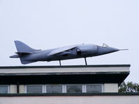  - Large model of a HS Harrier on top of a restaurant at Durham Tees Valley Airport - by Chris Hall