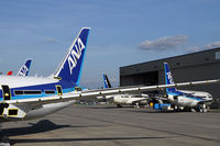  - Five ANA B.787's are visible and three more were in the hangar including the specially painted first delivery aircraft for ANA - by Duncan Kirk