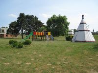  - The airport's teepee, one of the top assets of the kids' playground - by Alain Durand