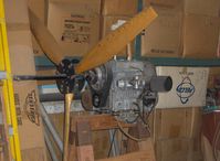  - Cuyuna 35 Hp water-cooled two cylinder single ignition engine, age unknown, three blade prop. One of the better early 1960s Ultralight Aircraft engines-from a snowmobile manufacturer. - by Doug Robertson