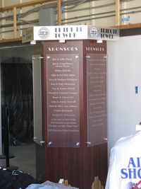  - Aviation Museum of Santa Paula-Main hangar under construction. Tribute Tower of Sponsors, multi-sided-partial shown. Please consider making a contribution. - by Doug Robertson