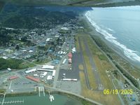  - A picture of Gold Beach Airport as we were flying down Rogue River. Looking at the (16) the north end, the other end (34) - by Melvin B. Echelberger