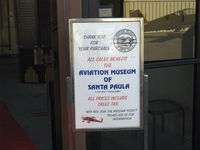 - Aviation Museum of Santa Paula Gift Shop. Open 1st Sunday every month 1000-1500 hours-rain cancels. - by Doug Robertson