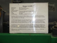  - Fairchild/Ranger 6-440C-7 200 Hp inverted 6 cylinder in-line engine, Data card. At CAF Museum. - by Doug Robertson